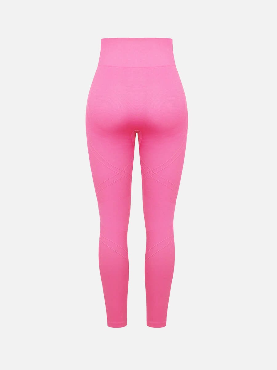 Snatched Seamless Gym Leggings Double Waistband Peach