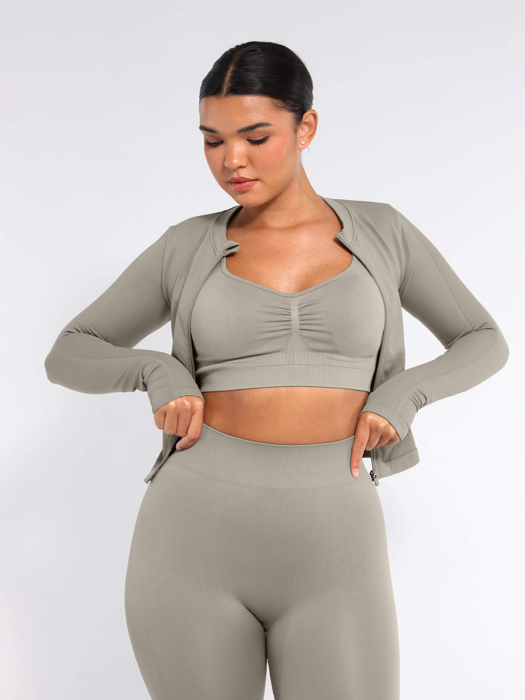 Snatched Seamless Running Top Full Zip Thumb Holes