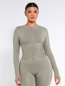 Snatched Seamless Running Top Full Zip Thumb Holes
