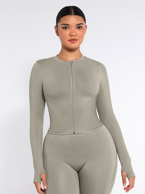 Snatched Seamless Running Top Full Zip Thumb Holes