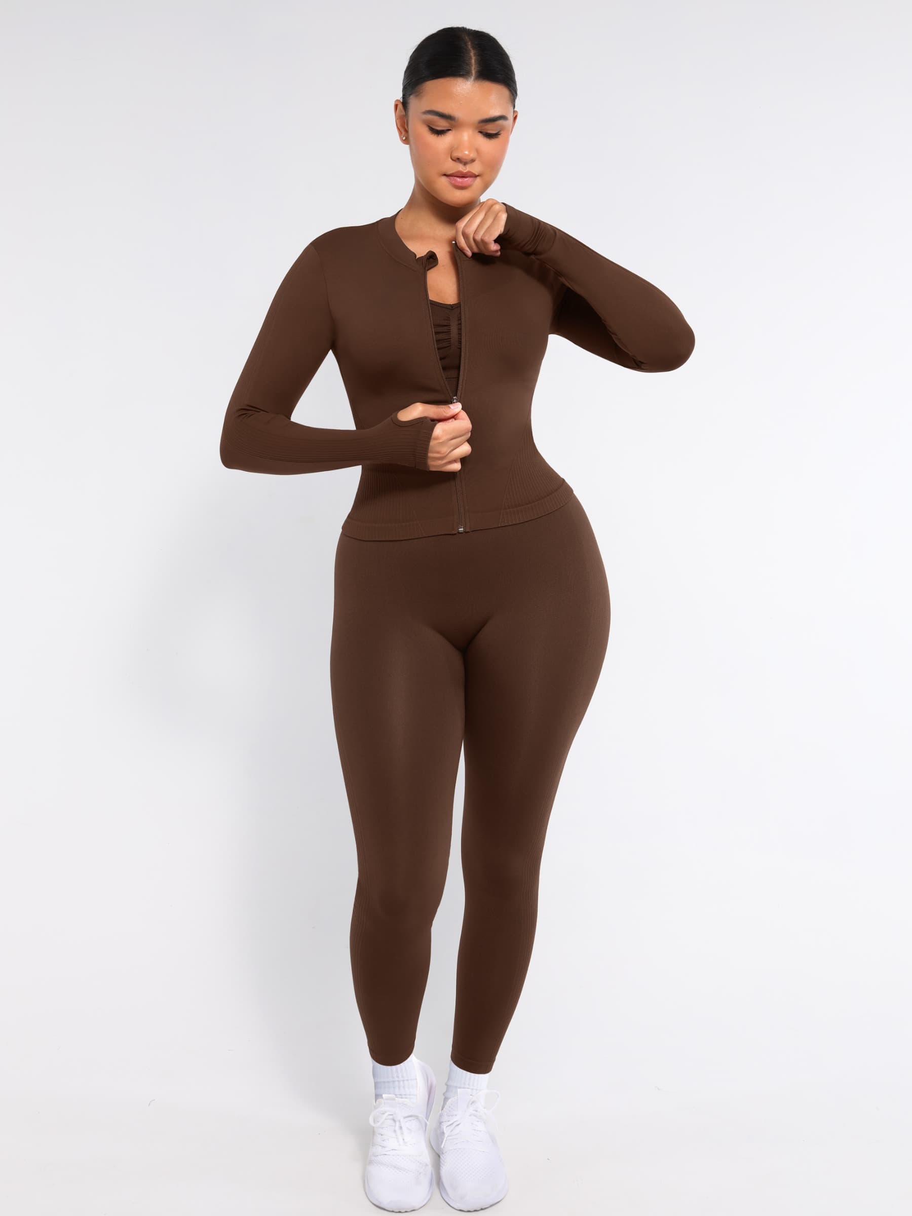 Snatched Seamless Running Top Full Zip Thumb Holes