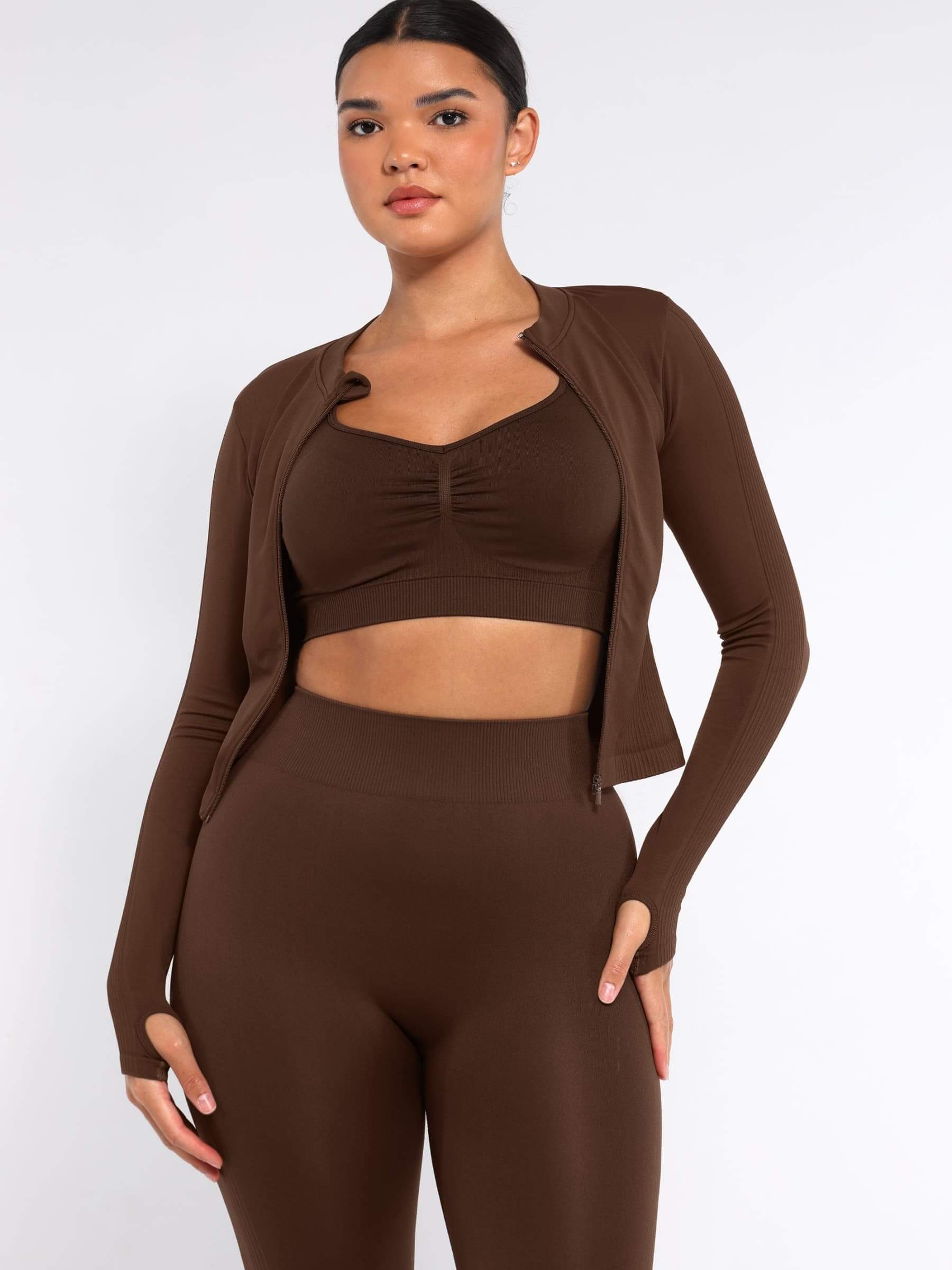 Snatched Seamless Running Top Full Zip Thumb Holes