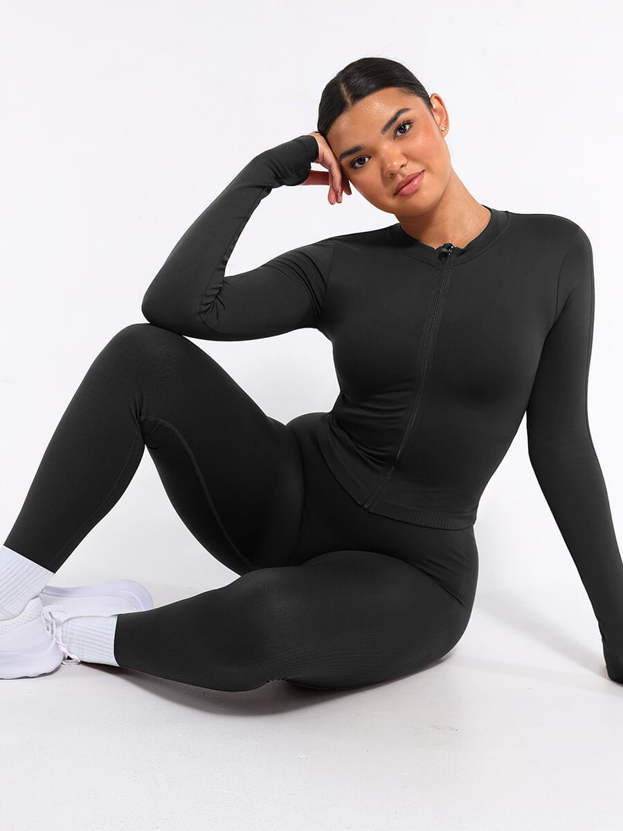 Snatched Seamless Running Top Full Zip Thumb Holes