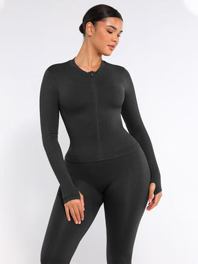 Snatched Seamless Running Top Full Zip Thumb Holes