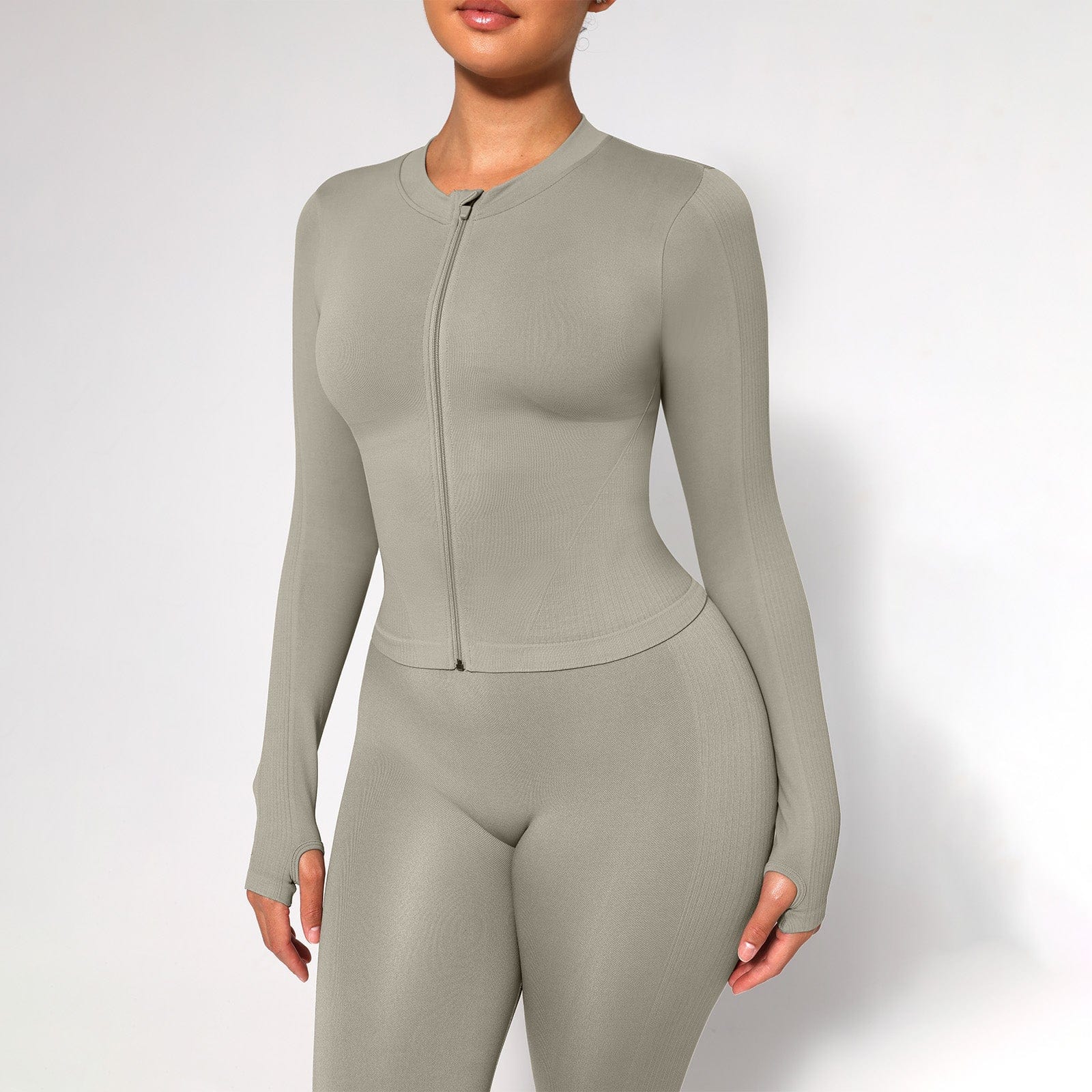 Snatched Seamless Running Top Full Zip Thumb Holes