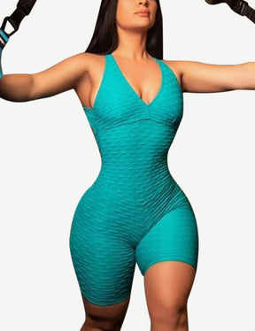 Snatched Backless Sports Romper Short Jumpsuit