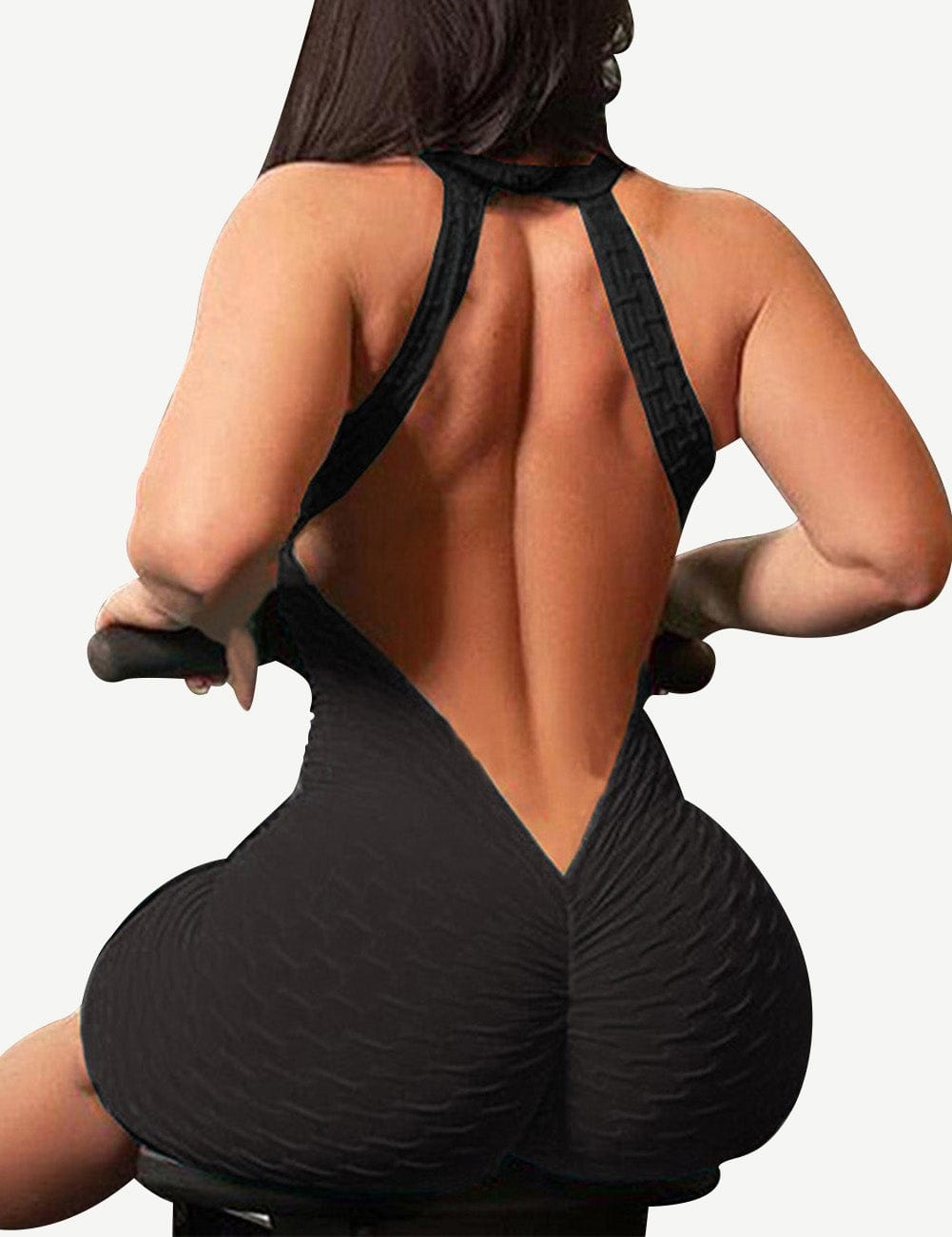 Snatched Backless Sports Romper Short Jumpsuit