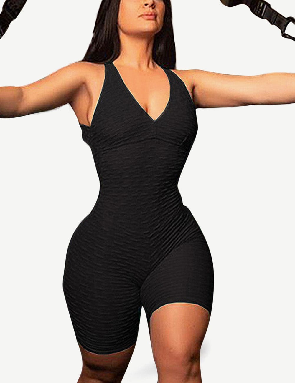 Snatched Backless Sports Romper Short Jumpsuit