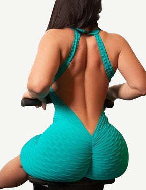 Snatched Backless Sports Romper Short Jumpsuit