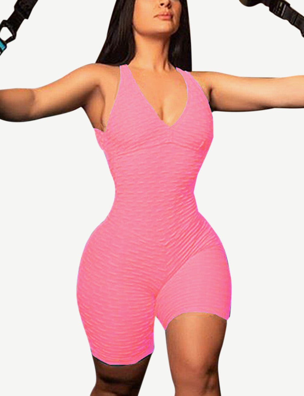 Snatched Backless Sports Romper Short Jumpsuit