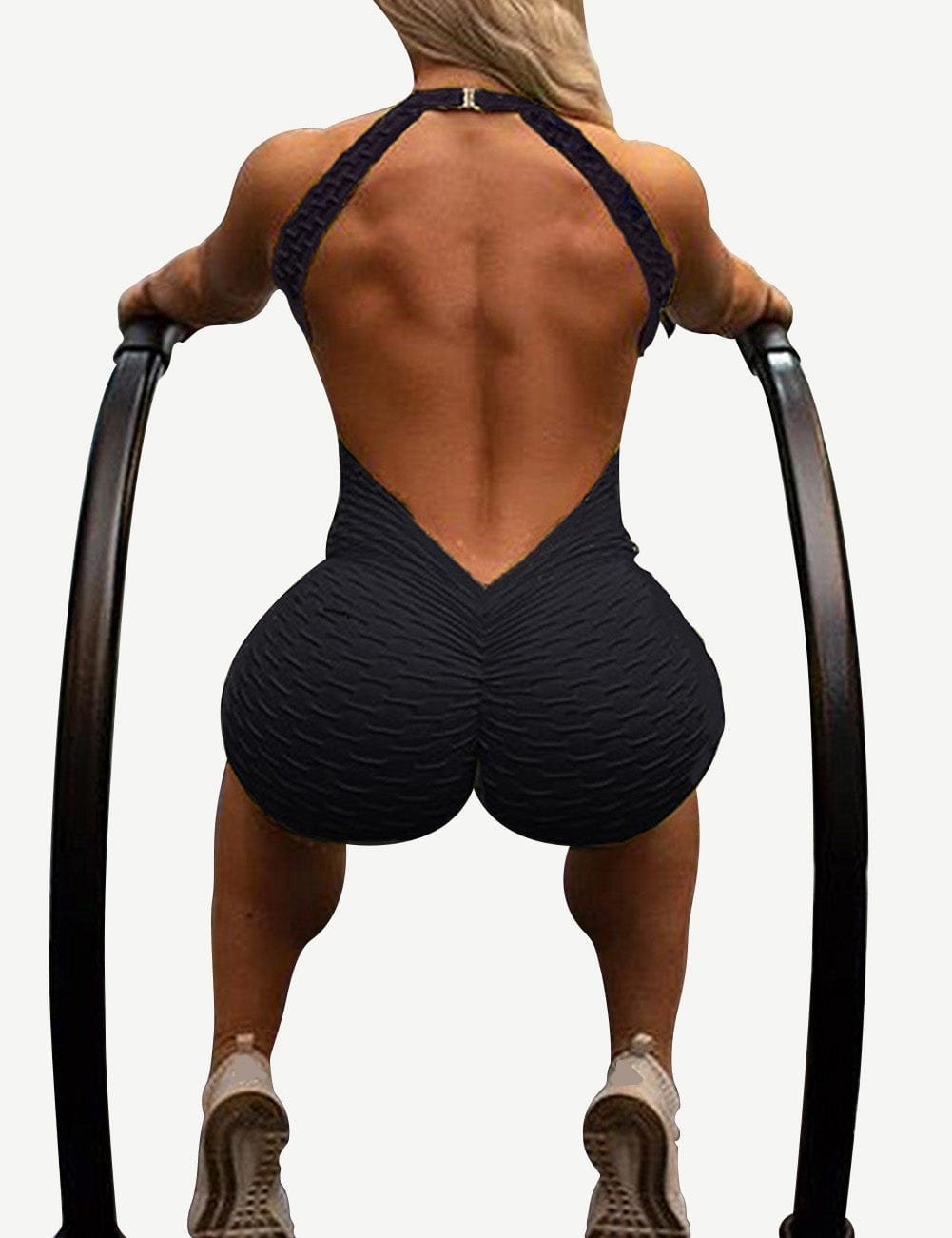 Snatched Backless Sports Romper Short Jumpsuit