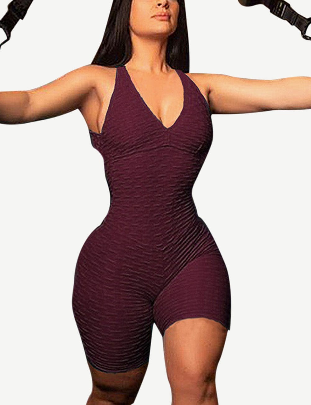 Snatched Backless Sports Romper Short Jumpsuit