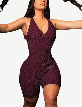 Snatched Backless Sports Romper Short Jumpsuit
