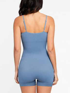 Snatched Seamless Ribbed Tank Romper Adjustable Straps
