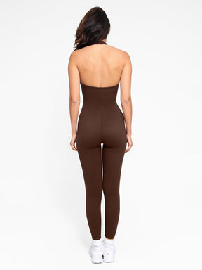 Snatched Halter Jumpsuit Thigh Slimming One Piece