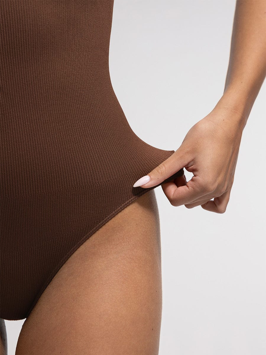 Body sin mangas con cremallera frontal acanalada y sin costuras de Snatched