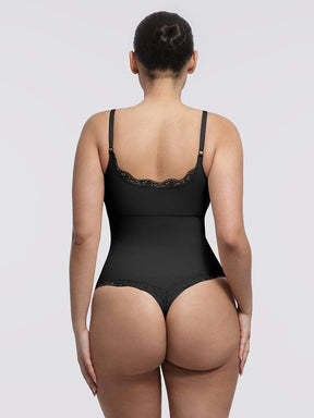 Body de tanga sin costuras con encaje Snatched para control de cintura y abdomen