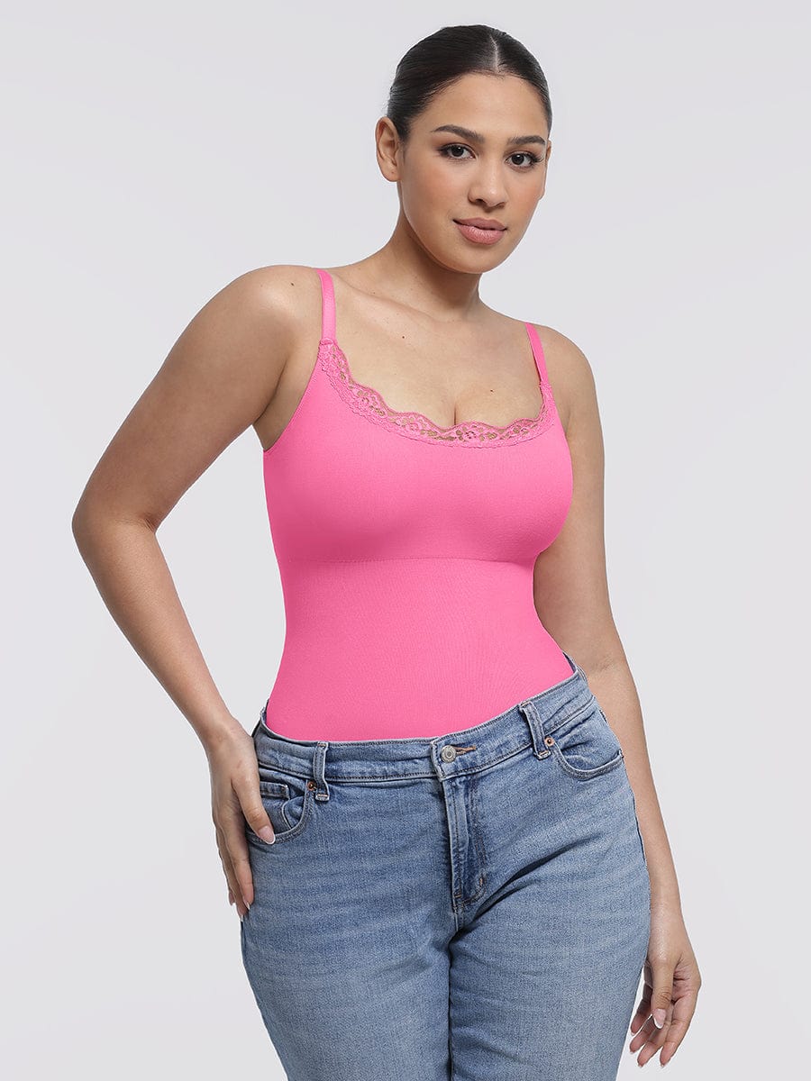 Body de tanga sin costuras con encaje Snatched para control de cintura y abdomen