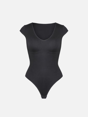Body de tanga con escote en V profundo sin costuras Snatched con control de cintura y abdomen
