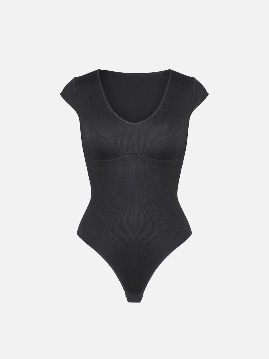 Body de tanga con escote en V profundo sin costuras Snatched con control de cintura y abdomen