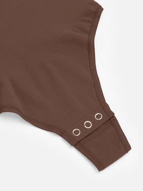 Body de tanga sin costuras de manga larga con soporte para el pecho y control medio