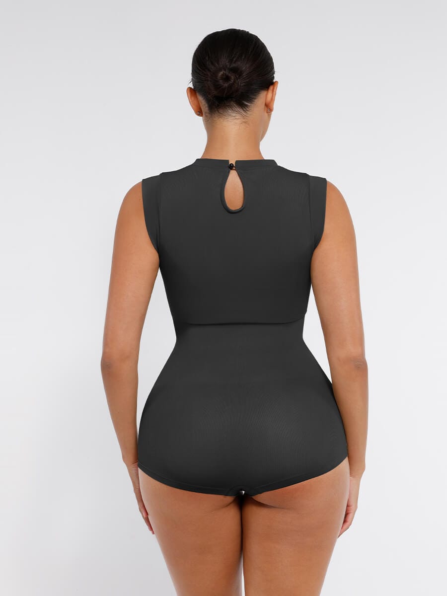 Body de manga corta sin costuras Snatched con control de cintura y abdomen