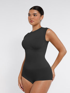 Body de manga corta sin costuras Snatched con control de cintura y abdomen