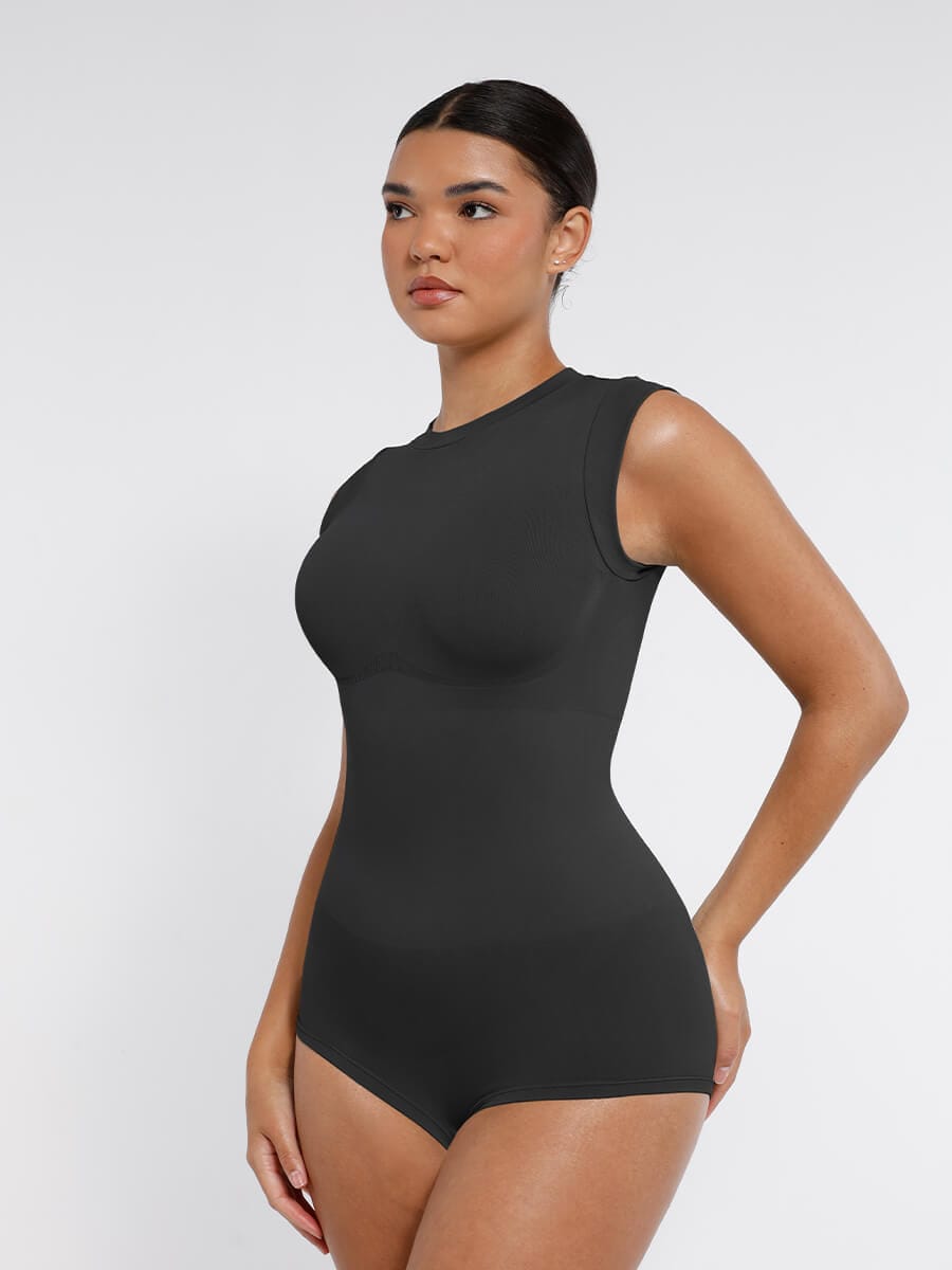 Body de manga corta sin costuras Snatched con control de cintura y abdomen