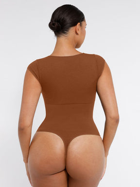 Body de tanga con escote en V profundo sin costuras Snatched con control de cintura y abdomen