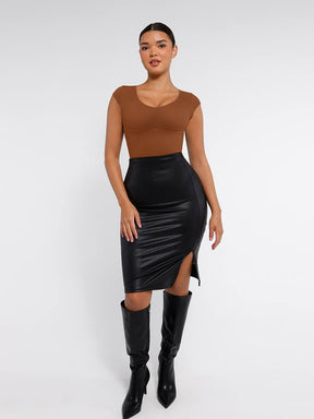 Body de tanga con escote en V profundo sin costuras Snatched con control de cintura y abdomen