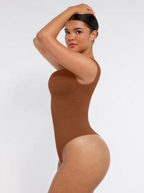 Body de tanga con escote en V profundo sin costuras Snatched con control de cintura y abdomen