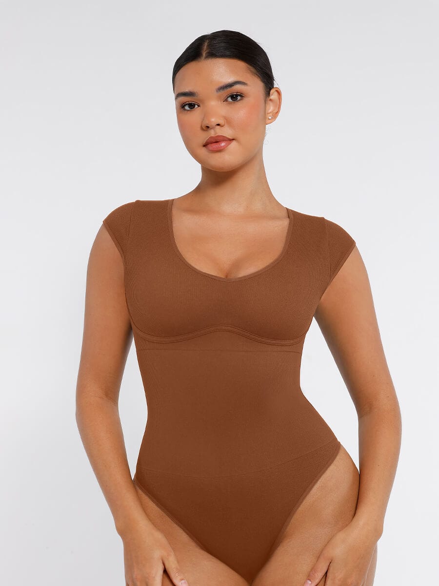 Body de tanga con escote en V profundo sin costuras Snatched con control de cintura y abdomen