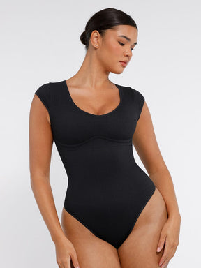 Body de tanga con escote en V profundo sin costuras Snatched con control de cintura y abdomen
