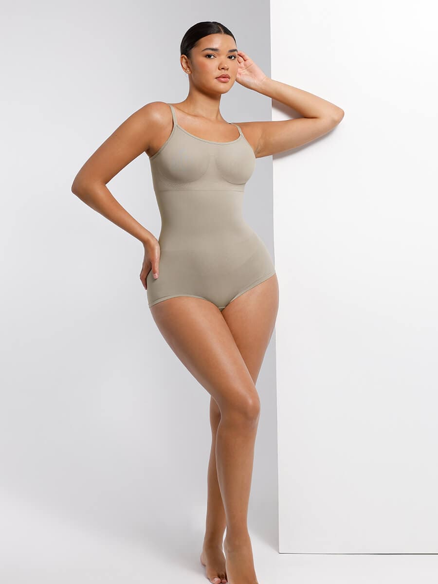 Body de tirantes ajustables sin costuras Snatched con cintura y abdomen alisados