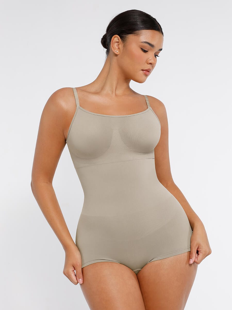 Body de tirantes ajustables sin costuras Snatched con cintura y abdomen alisados