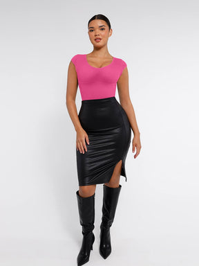 Body de tanga con escote en V profundo sin costuras Snatched con control de cintura y abdomen