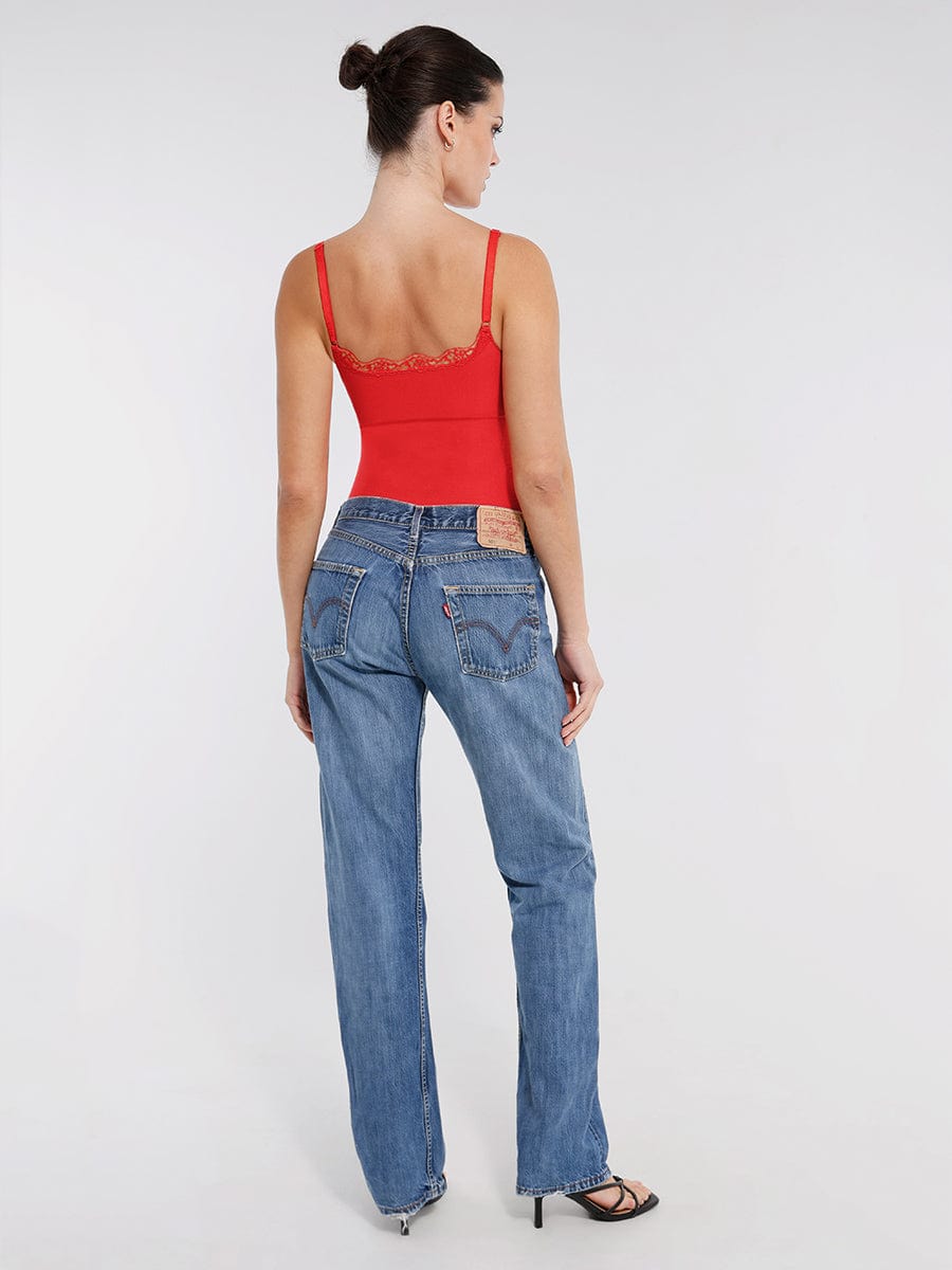 Body de tanga sin costuras con encaje Snatched para control de cintura y abdomen