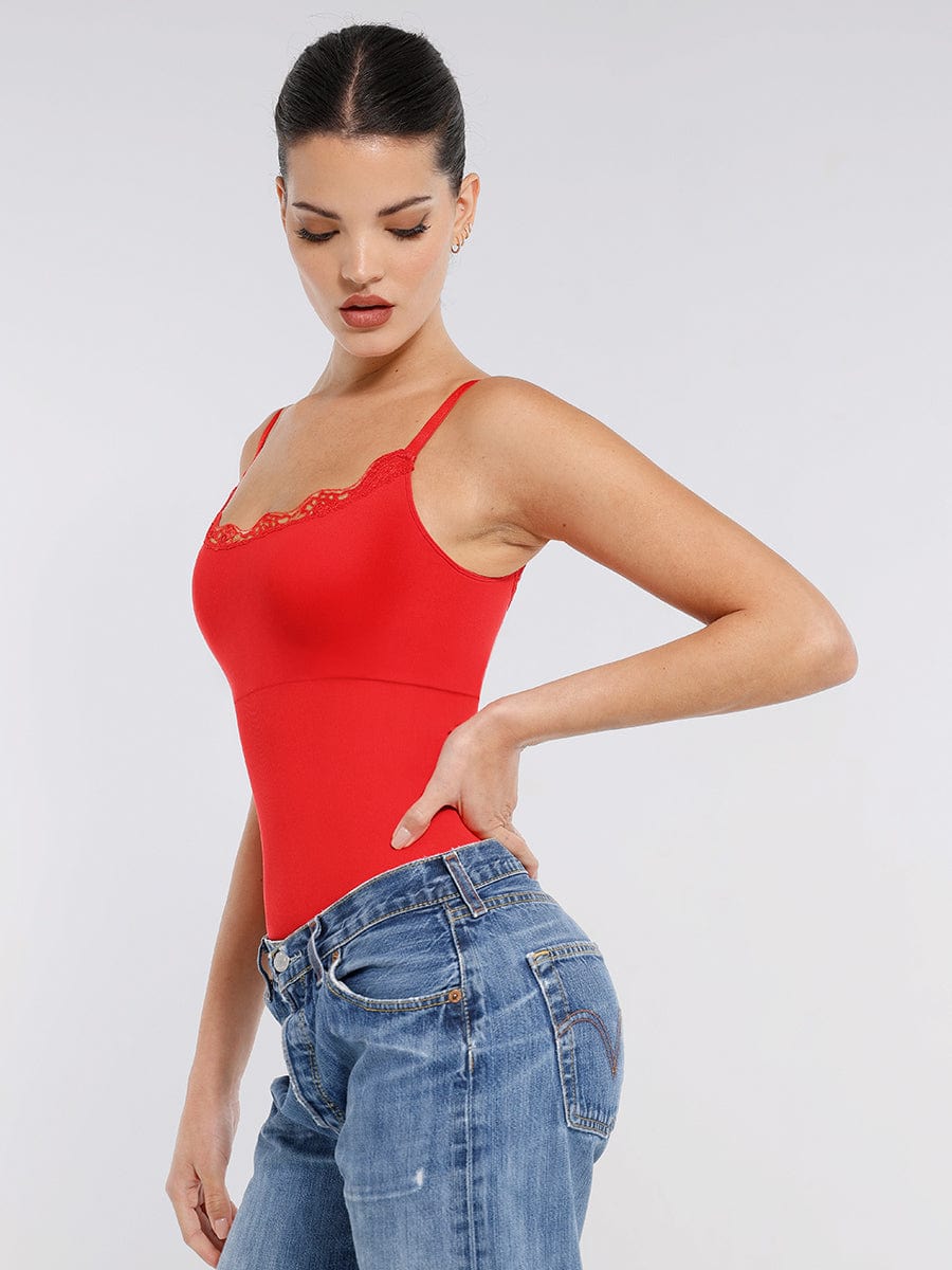 Body de tanga sin costuras con encaje Snatched para control de cintura y abdomen