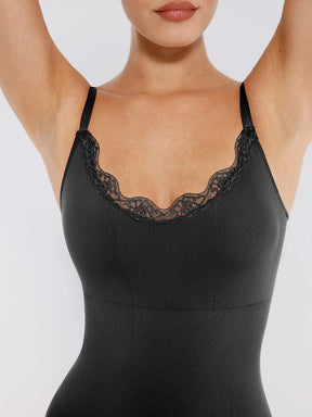 Body de tanga sin costuras con encaje Snatched para control de cintura y abdomen