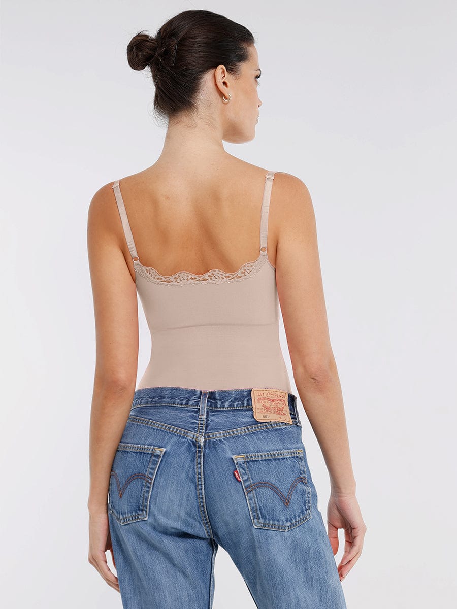 Body de tanga sin costuras con encaje Snatched para control de cintura y abdomen