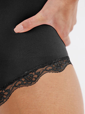 Body de tanga sin costuras con encaje Snatched para control de cintura y abdomen