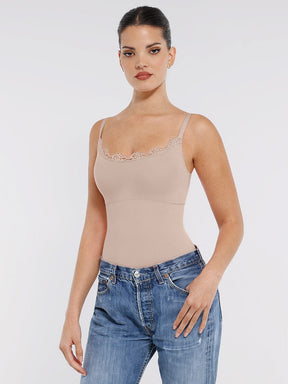 Body de tanga sin costuras con encaje Snatched para control de cintura y abdomen