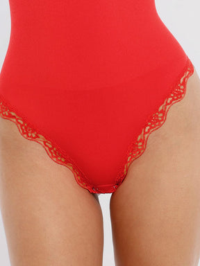 Body de tanga sin costuras con encaje Snatched para control de cintura y abdomen
