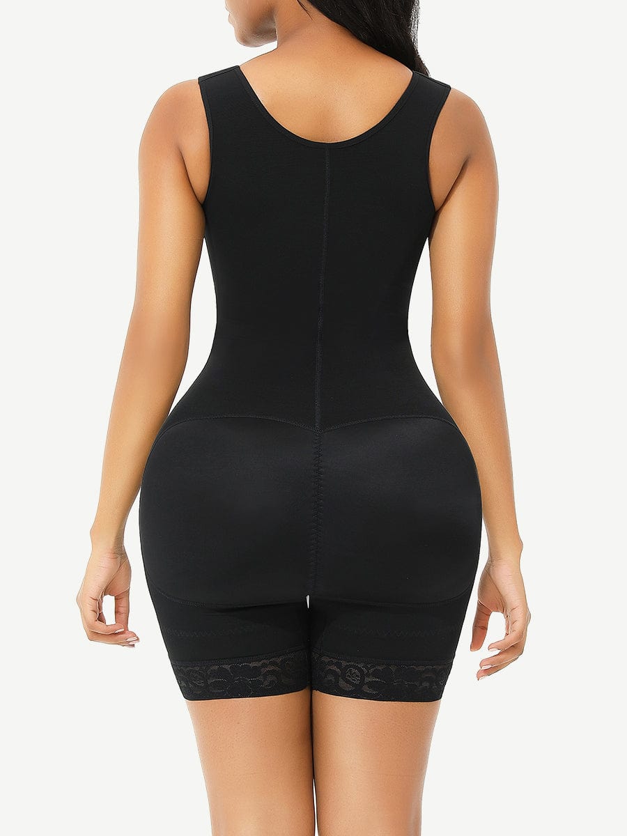 Snatched ull Body Faja Zipper Open Crotch Lace