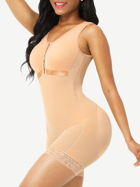Snatched ull Body Faja Zipper Open Crotch Lace