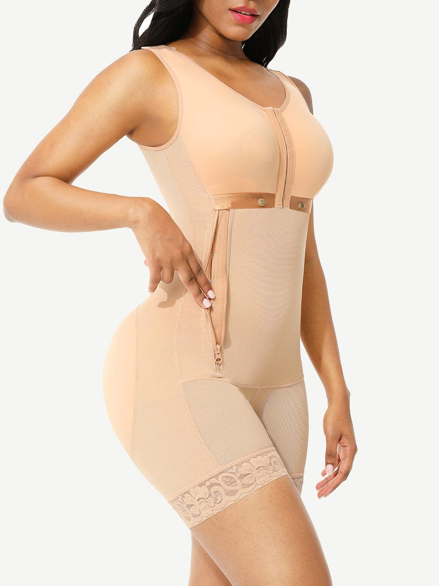 Snatched ull Body Faja Zipper Open Crotch Lace