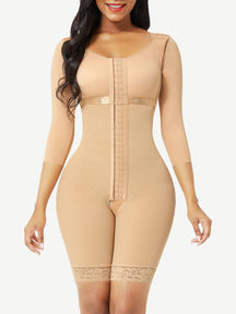 Snatched Full Body Faja Lace Trim Sleeves