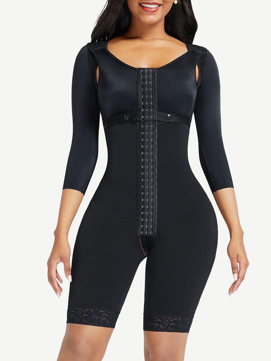 Snatched Full Body Faja Lace Trim Sleeves