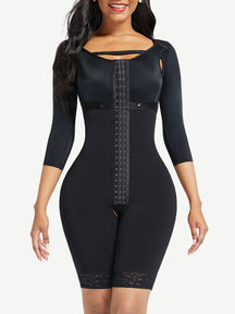 Snatched Full Body Faja Lace Trim Sleeves