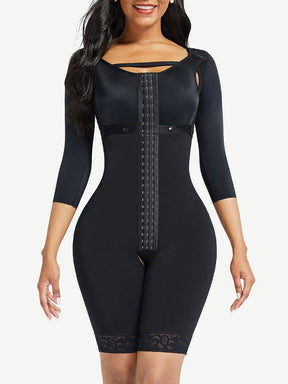 Snatched Full Body Faja Lace Trim Sleeves